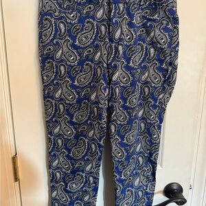 Banana Republic Women’s Sloan Fit Paisley Print Pants - Blue and Black